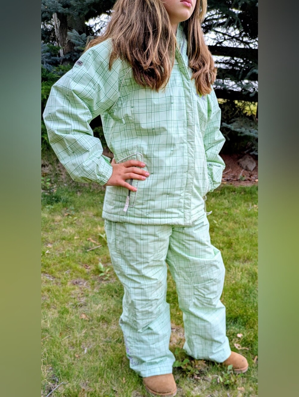686 Mint Green Plaid Girls Snow Set